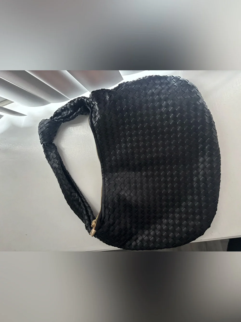 Melie Bianco Black Woven Hobo Bag